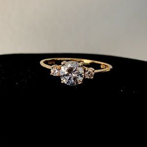 14k Diamonique Yellow Gold Ring